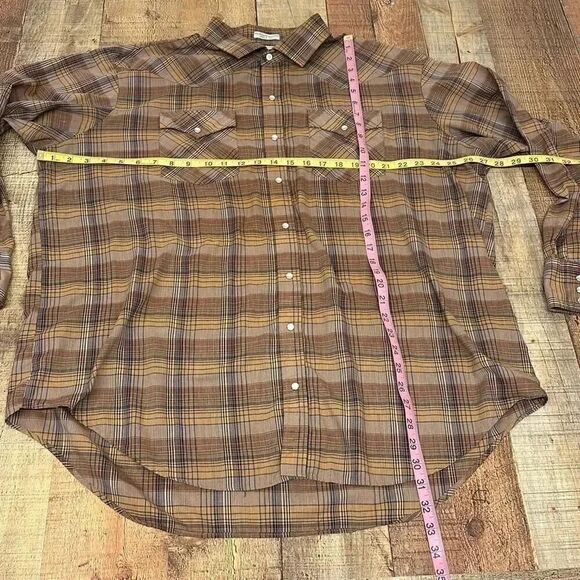 Vintage Campus Western Plaid Pearl Snap Long Sleeve Shirt Men’s Sz 2x - Picture 4 of 6